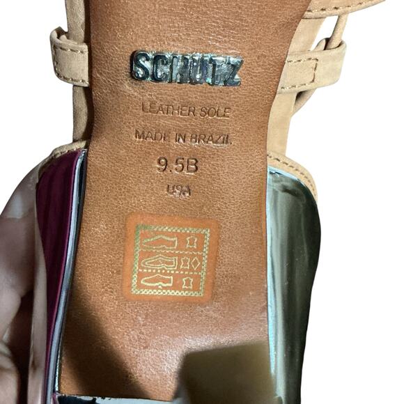Schutz Nude Wrap Strap Leather Sandals Clear Heel Size 9.5 - Picture 4 of 12